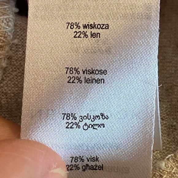 NEW LOOK Size 14 Tan Linen Paperbag Shorts Coconut Wood Buckle - Picture 14 of 15